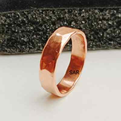 Pure Copper Band Ring, Hammered Design Ring, Ring For Women Or Men Ring, Handmad