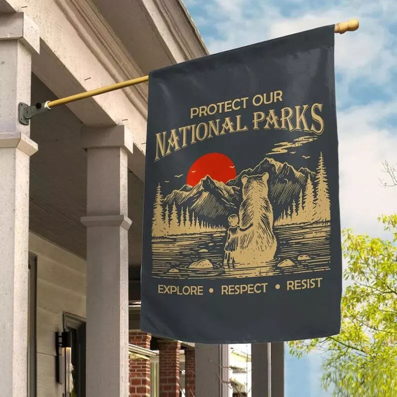 Vintage Protect Our National Parks Resist HOUSE FLAG GARDEN FLAG All Over Print
