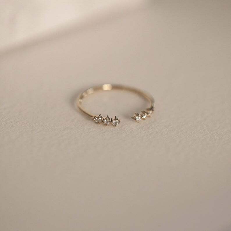 Pre-owned Jewels Empire 0.15 Carat Round Cut Diamond Open Cuff Shaped Wedding Ring Solid 14k White Gold In F