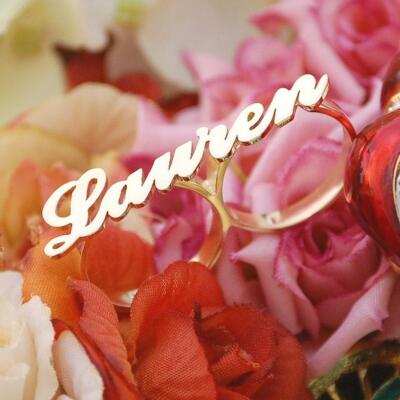 Pre-owned Online0369 Men's Personalized Double Finger Unique Style Name Solid 925 Sterling Ring In White