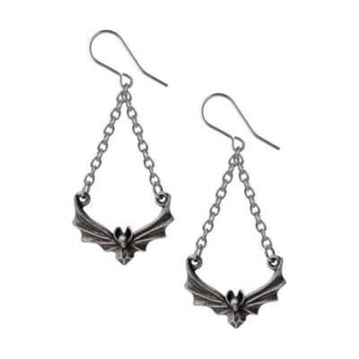 Alchemy Gothic The Attic Pewter Bat Earrings   Local Stock   Gothic