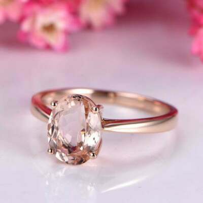 Pre-owned Nsg 2 Ct Morganite Simulated Womens Solitaire Wedding Ring 14k Rose Gold Over Silver In Pink
