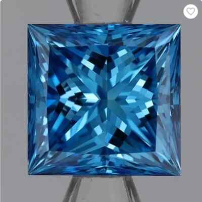 1 Ct Certified Natural Princess Cut Blue Diamond D Grade VVS1 + 1 Free Gift