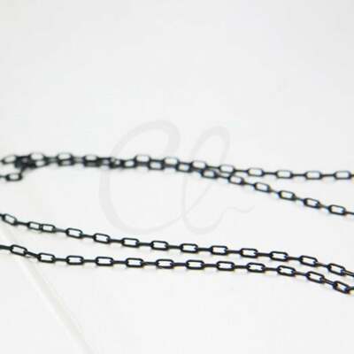 3 Feet Matte Black Plated Brass Rectangle Cable Link Chain-1x2.5mm (CW-427C07)