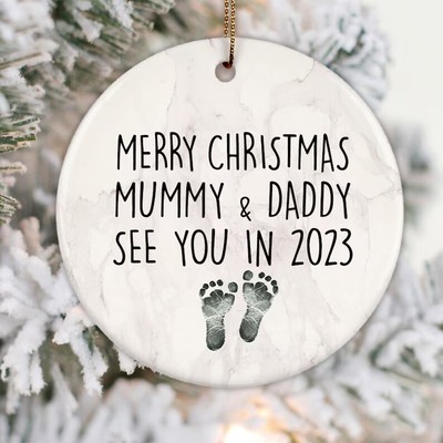 Baby Bump Gift Expecting Mummy and Daddy Merry Christmas from Newborn 2023 Ex...