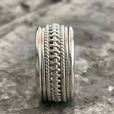925 Sterling Silver Band & Statement Handmade Spinner Ring For Men & Women