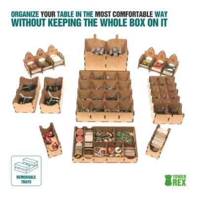 Tower Rex Mansions of Madness 2nd Edition Wooden Box Insert Organizer Assembled