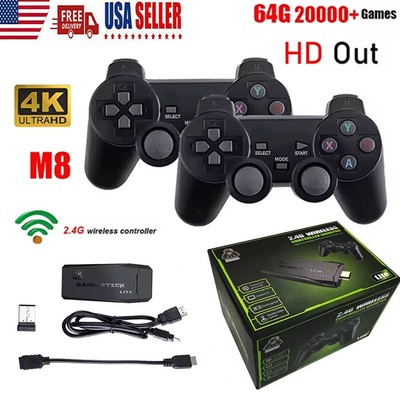 Wireless TV Game Stick , 4K HDMI Output with 2+2.4G Wireless Controllers (64GB )