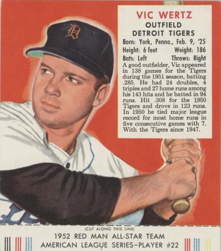 1952 Red Man Tobacco All-Star Team - Vic Wertz #22