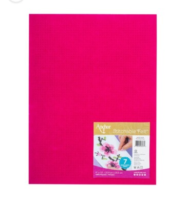Coats Anchor Stitchable Felt Pink 9x12 in Design With DMC FLOSS