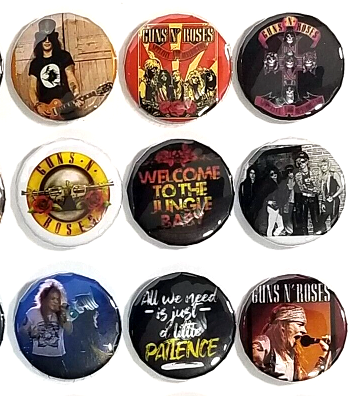 Guns N Roses 80's Classic Rock Music 80's Hair Band Buttons Pins 1" Pinbacks New