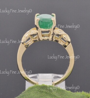 Pre-owned Luckyfinejewelry 3.02 Ct 14k Yellow Gold Ladies Natural Emerald & Diamond Ring In Green