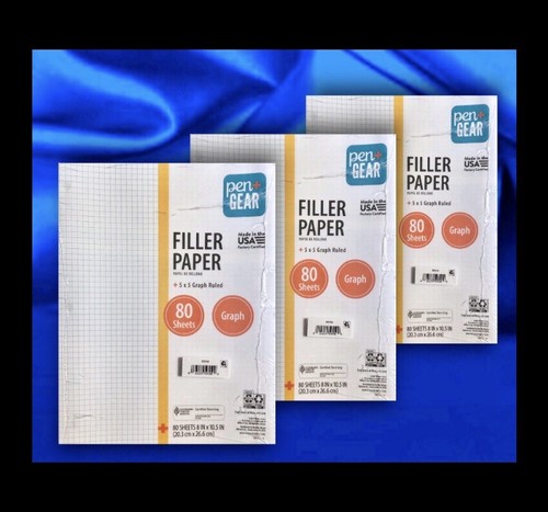 3 Packs Pen+gear Graph Filler Paper (80 Sheets Per Pack( 240 Sheets Total) 5x5