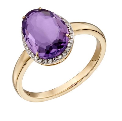 Gold Amethyst Irregular Muster Stein Ring