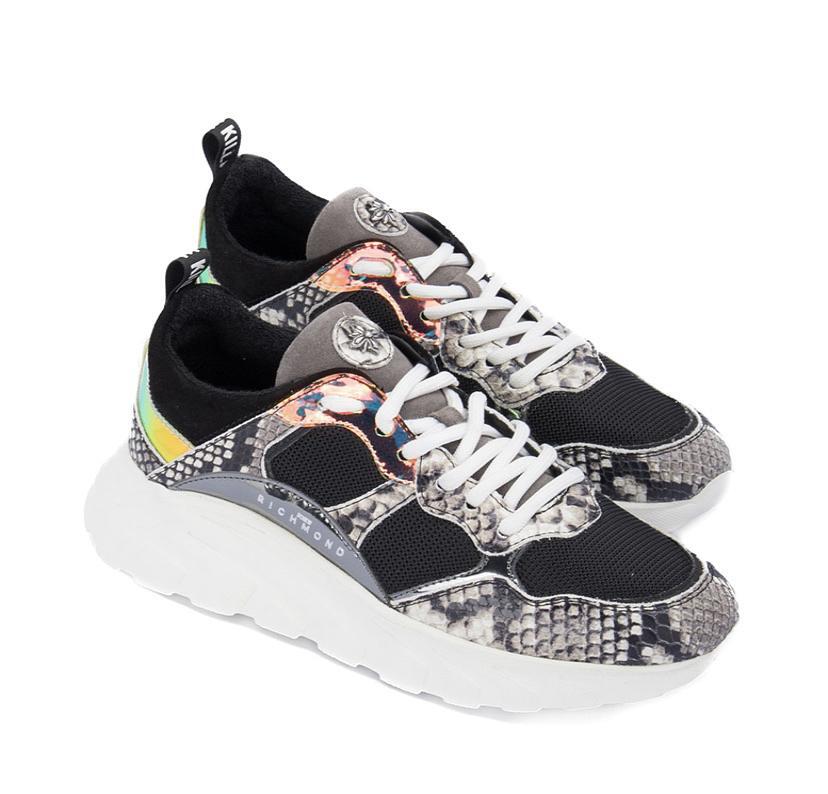 Pre-owned John Richmond Roccia Python Print Sneakers 3049d Shiny Snake Chunky 6 4.5 Mp$550 In Black