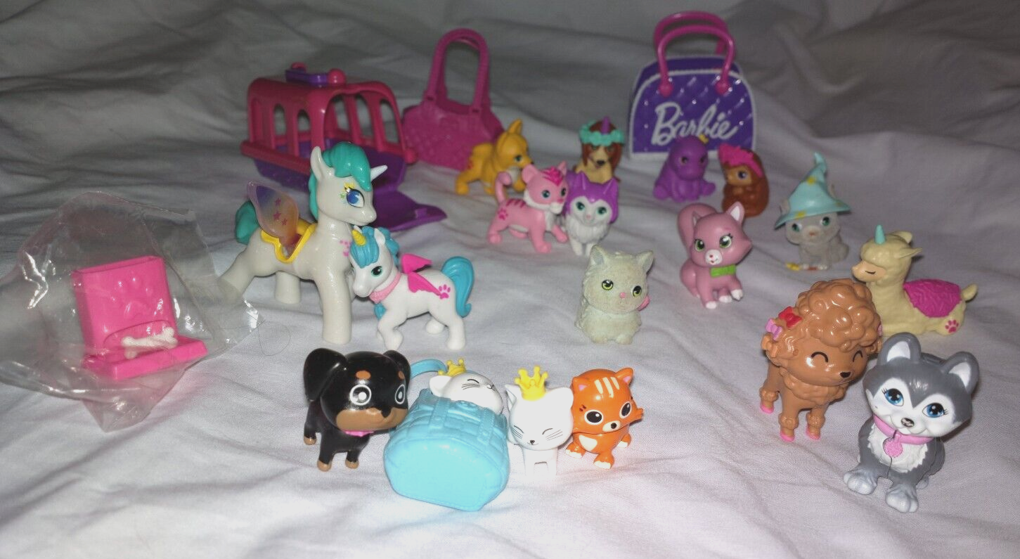 Toy Pets Lot Of 23 pcs Barbie doll Pet Dogs, Cats, Llama, Ho