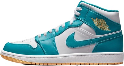 Мужские кроссовки Jordan 1 Mid Aquatone/Celestial Gold-White (DQ8426 400)