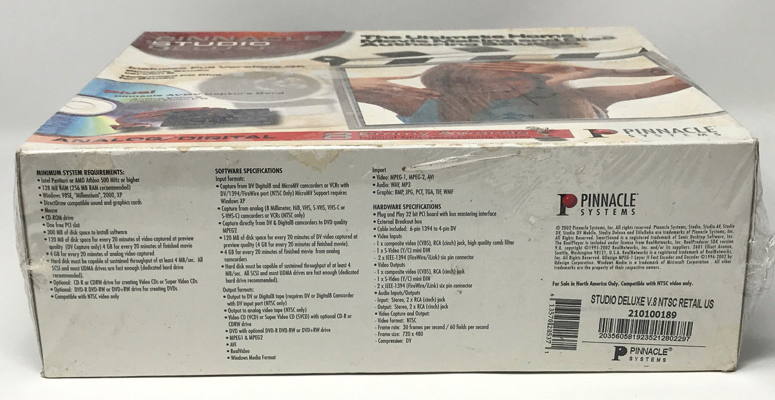 Pinnacle Studio Deluxe Analog/Digital Home Movie Making Disc Authoring - Sealed
