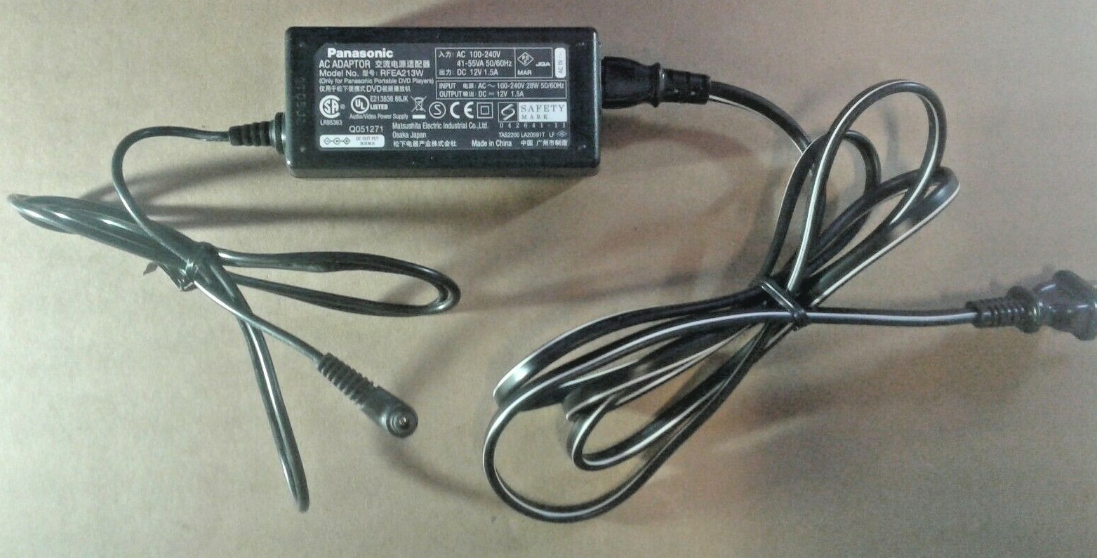12V 1.5A Panasonic Portable DVD Player AC Adaptor - RFEA213W / USA FAST SHIPPING