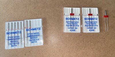 Schmetz sewing machine needles lot Of 10 Assorted Embroidery And Twin Needles