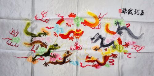Handwoven Silk Chinese Embroidery - 9 dragons (106 cm x 51 cm) #2
