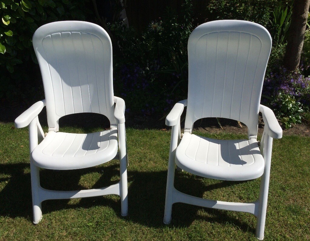 Pair Of White Reclining Patio Chairs In Ipswich Suffolk