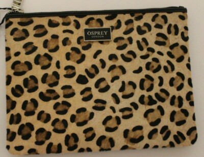 Osprey London Leopard Olivia Large Leather Pouch- Hair Calf  TS3383-74 New 