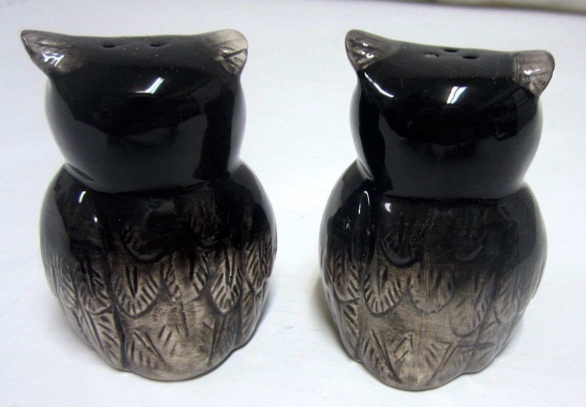 owl salt and pepper shakers, ceramic, maybe Japan made