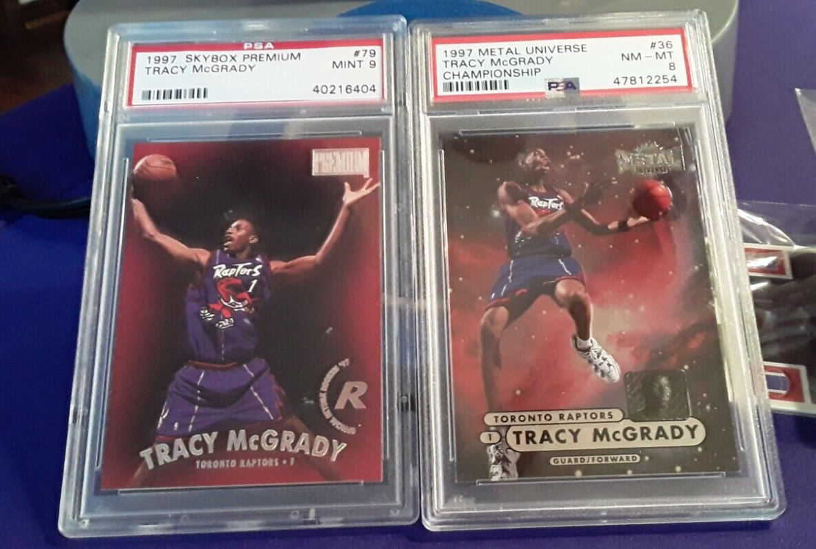1997-98 TRACY MCGRADY PSA 9 PSA 8 FLEER METAL UNIOVERSE #36