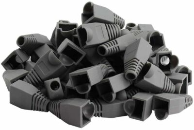 RJ45 Strain Relief Boot Gray Cat5e/Cat6 End Cap Ethernet Cable Plug Cover LOT