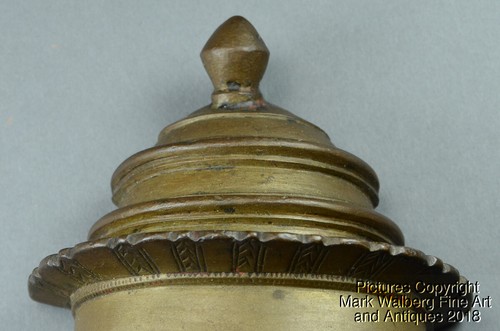 Small India Indian Bronze Mask with Hat, Hand Chased Features, 19th Century