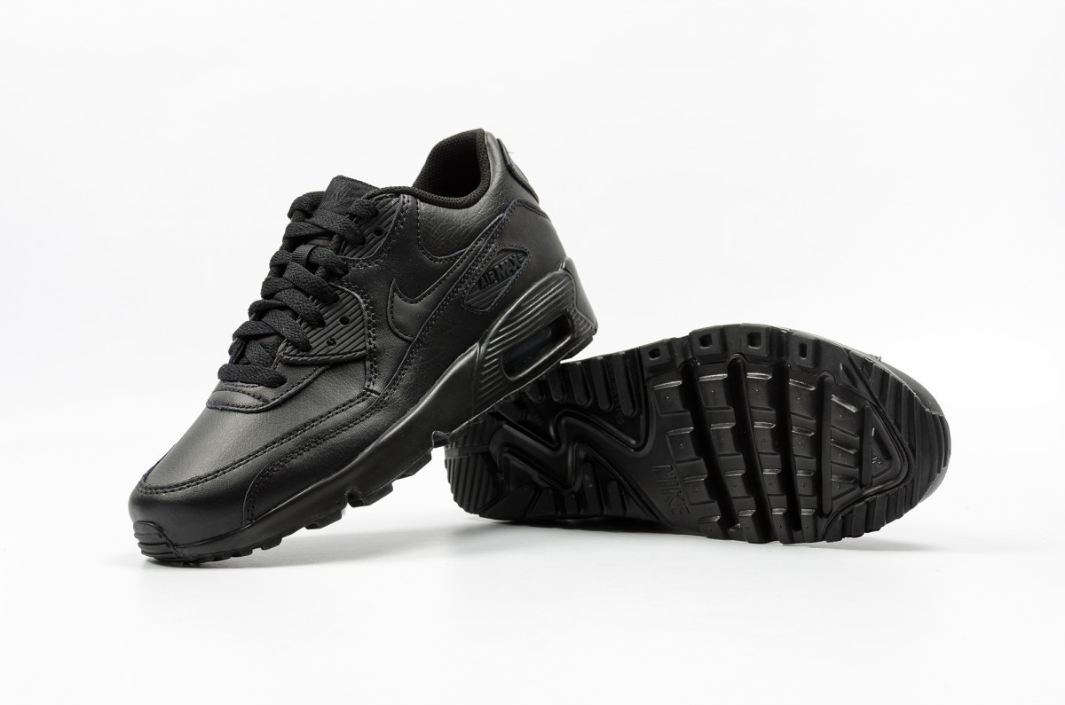 NIKE AIR MAX 90 LTR GS 833412 001 LEATHER TRIPLE BLACK YOUTH BOYS GIRLS ALL SIZE NIKE AIR MAX 90 LTR GS 833412 001 LEATHER TRIPLE BLACK YOUTH BOYS GIRLS ALL SIZE