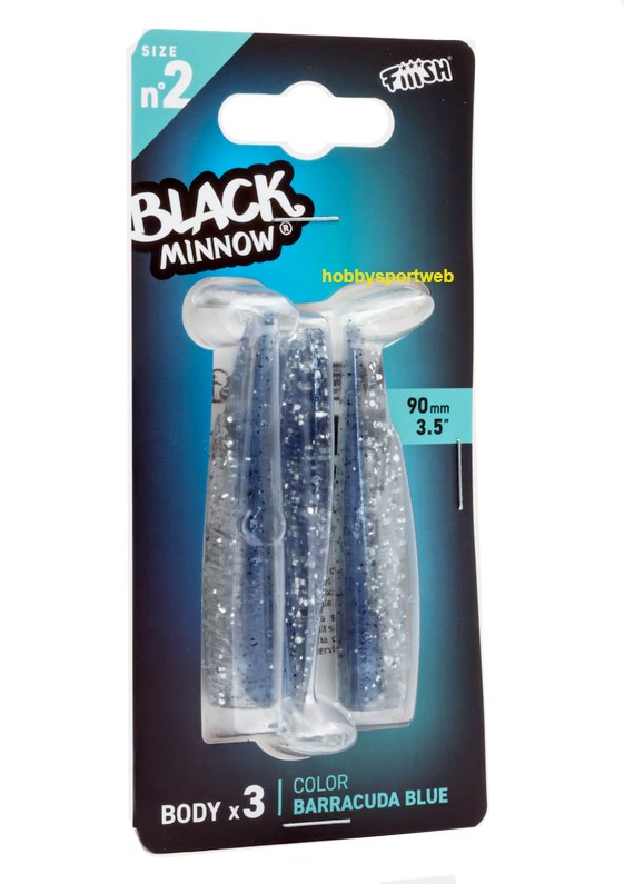 BLACK MINNOW FIIISH SIZE 2 BM 3140 BARRACUDA BLU 3 CORPS RICAMBIO 90 MM SPINNING