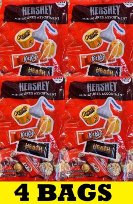 4x Hershey Chocolate Miniatures Assortment Candy Bulk Bag 55oz - 4 BAGS