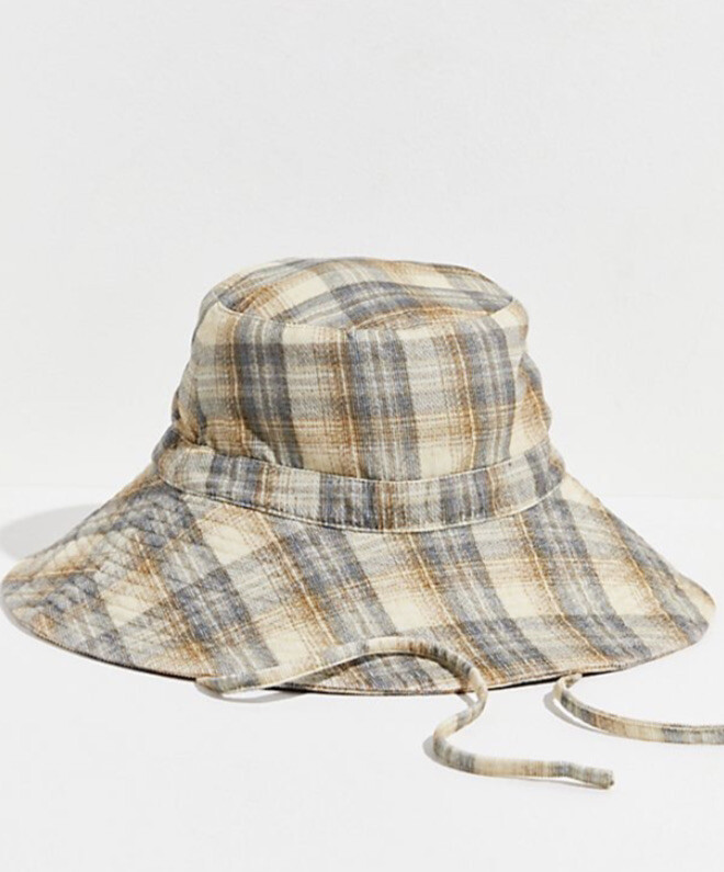 

Шнур Free People Rahi Ghost Шляпа-ведро в клетку с галстуком Регулируемый синий желтый O/S НОВИНКА, Blue yellow gray