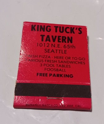 Vintage KING TUCK'S TAVERN Seattle Washington Matchbook UNUSED