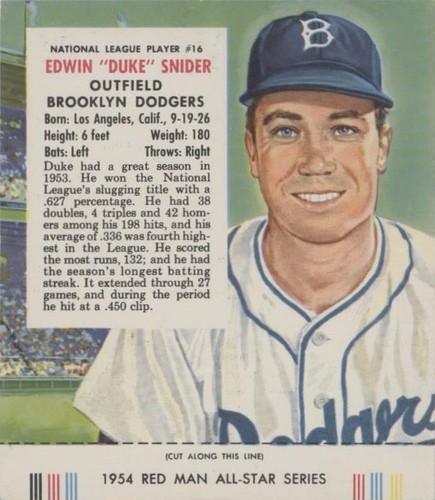 1954 Red Man Tobacco All-Star Team - Duke Snider #16