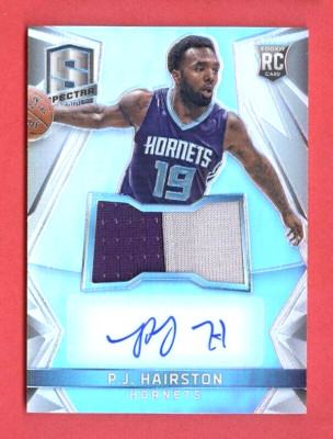 2014-15 SPECTRA BKB PJ Hairston SP AUTO/2-COLOR PATCH RC PRIZM REFRCTR CARD #128