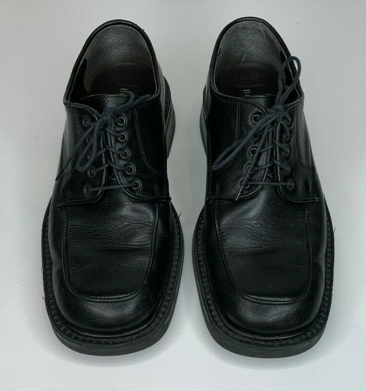 Bill Blass Mens Size 8M Cap Toe Laced Genuine Leather Shoes Black Made In Italy