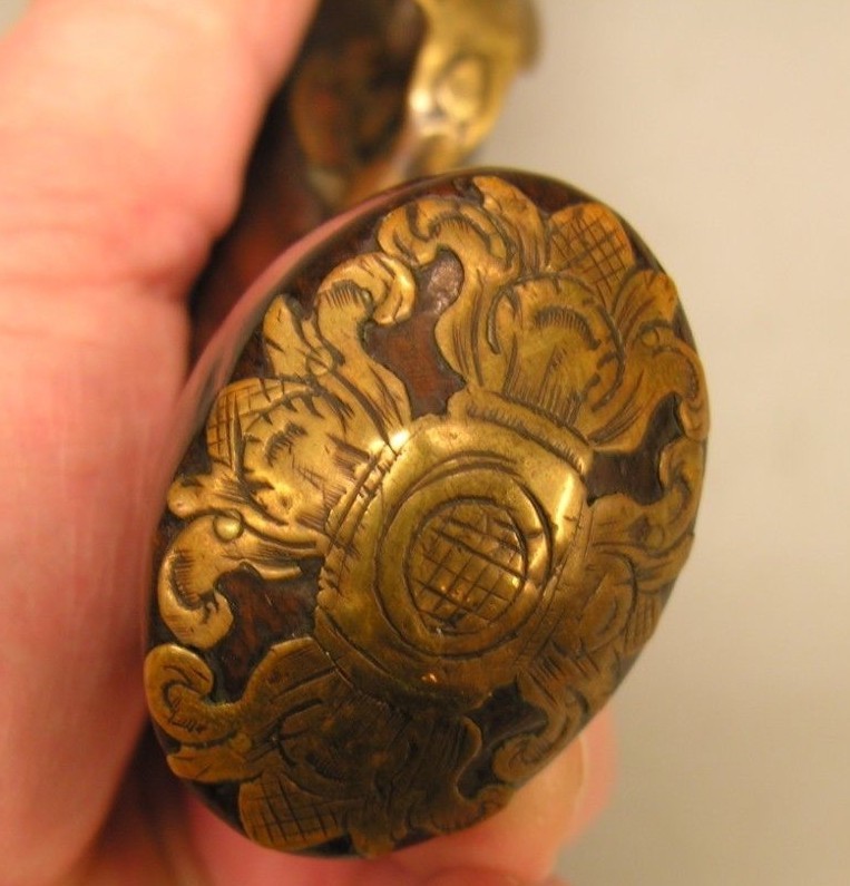 ~ 18th c Eprouvette Flintlock Powder-Tester, Engraved Fretwork, French Spanish ~