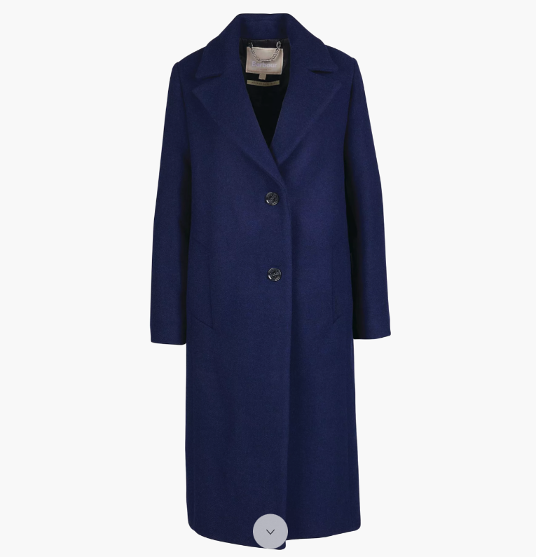 Pre-owned Barbour Angelina Flattering Longline Wool-ble Coat Msrp$680 Gorgeous Azure Blue