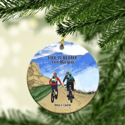 Life is Better On A Bicycle Personalized Couples Ornament, Mountain Biking Or...