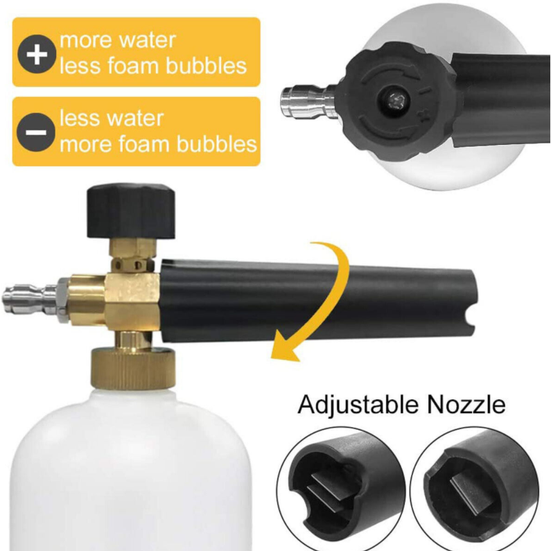 1/4" Snow Foam Pressure Washer Gun Car Wash Soap Lance Cannon Spray Jet Bottle