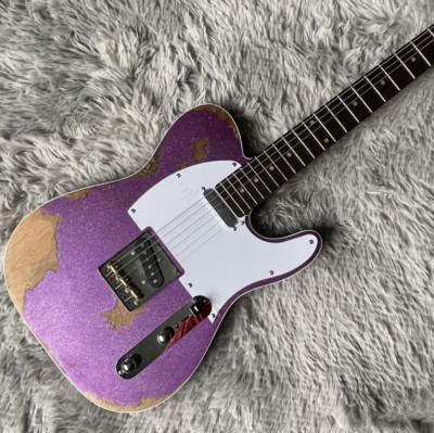 Custom Relic TL Electric Guitar Purple Particles Color Fixed Bridge Guitar 