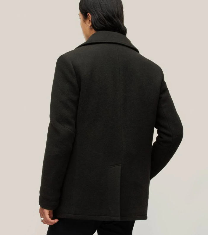 Pre-owned John Varvatos Carlos Black Double Breasted Quilted Men's Peacoat Size 52