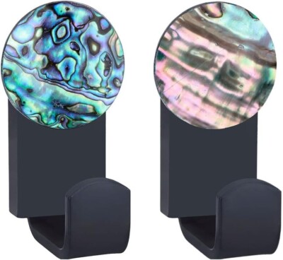 2pcs Round-Shaped Natural Abalone Shell Wall Hooks for Hanging