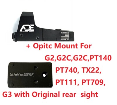 ADE RD3-006B GREEN Dot +Optic Mount Plate For Taurus PT111 G2,G2C,G3,PT140 tx22