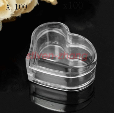 100 pcs Heart-shaped Empty Transparent Jar Cream Box Makeup Face Cream Lip Balm