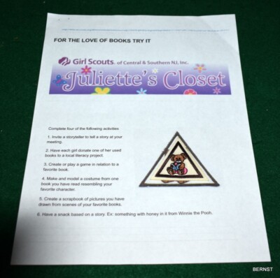BROWNIE LOCAL TRY-IT BADGE AND REQUIREMENTS - FOR THE LOVE OF BOOKS - NJ COUNCIL