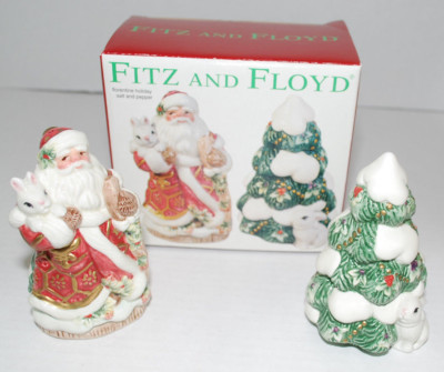 Fitz and Floyd Florentine Holiday Salt & Pepper Shaker Set Christmas 2078/66 NIB